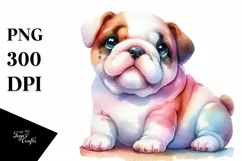 Cute Watercolor Bulldog Clipart Product Image 3
