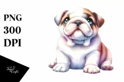 Cute Watercolor Bulldog Clipart Product Image 1