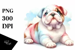 Cute Watercolor Bulldog Clipart Product Image 1