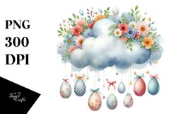 Cloud with Easter Eggs PNG Product Image 1