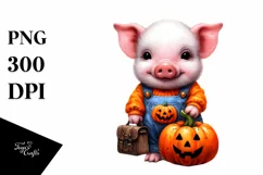 Cute Baby Pig Halloween Clipart Product Image 3