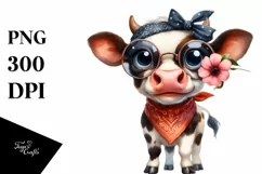 Funny Baby Cow Clipart | Watercolor Product Image 3