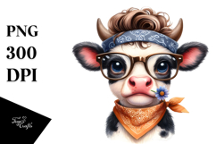 Expressive Baby Cow with Fancy es | Clipart Product Image 1
