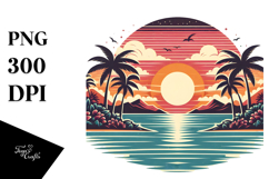 Tropical Island Sunset Design PNG Product Image 1