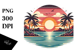 Tropical Island Sunset Design PNG Product Image 1