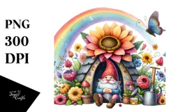 Colorful Rainbow Gnome,Butterfly Bird | Watercolor Product Image 1