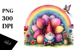 Gnome House Flower Rainbow Clipart Product Image 1