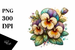 Colorful Stained Pansy | Watercolor Splash Clipart Product Image 3