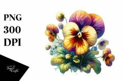 Stained Pansy Wooden | Sublimation | Clipart Product Image 3