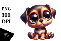Silly Cartoon Puppy with Bow Tie PNG Product Image 1