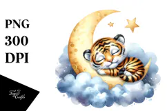 Cute Baby Tiger Moon PNG Product Image 1