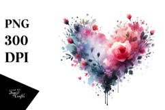 Paintbrush Style Heart Watercolor PNG Product Image 1