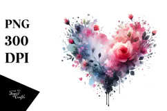 Paintbrush Style Heart Watercolor PNG Product Image 1