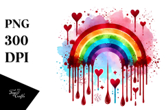 Simple Rainbow with Hearts Watercolor PNG Product Image 1