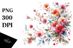 Colorful Red Flowers | Watercolor Product Image 1