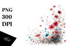 Colorful Red Flowers | Watercolor Product Image 1
