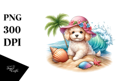 Watercolor Bichpoo with Seashell Product Image 1