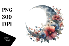 Colorful Half Moon with Flowers, PNG Product Image 1