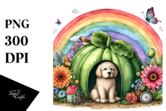 Colorful Vegetable Rainbow Dog,Bicycle | Watercolor Product Image 1