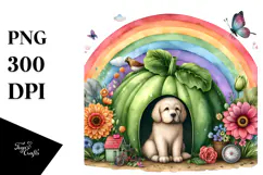 Colorful Vegetable Rainbow Dog,Bicycle | Watercolor Product Image 1