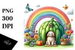 Colorful Vegetable Rainbow Dog,Bicycle | Watercolor Product Image 1
