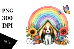 Colorful Vegetable Rainbow Dog,Bicycle | Watercolor Product Image 1