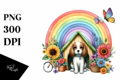Colorful Vegetable Rainbow Dog,Bicycle | Watercolor Product Image 1