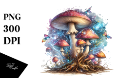 Detailed Magical Mushroom Watercolor Splash JPEG Product Image 1