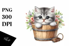 Cute Baby Cat with Flowers PNG Product Image 3
