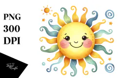 Whimsical Smiling Sun, Playful PNG Product Image 1