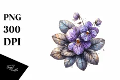 Wooden Violet Watercolor Sublimation Clipart Product Image 3