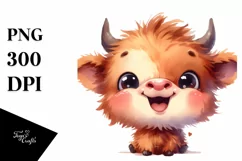 Funny Highland Cow Face PNG Product Image 1