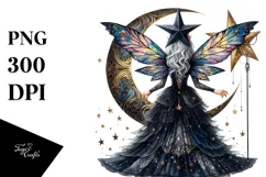 Gothic Fairy on a Star, PNG Product Image 1