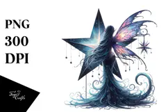 Gothic Fairy on a Star, PNG Product Image 1