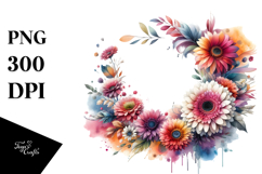 Colorful Gerbera Frame, PNG Product Image 1