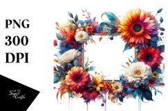 Vibrant Horizontal Frame Gerbera | Sublimation | Clipart Product Image 1