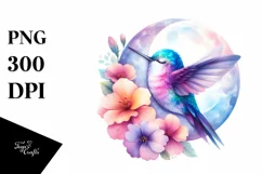 Watercolor Moon with Flowers Baby Macaw | Sublimation | Product Image 4