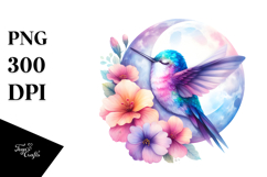 Watercolor Moon with Flowers Baby Macaw | Sublimation | Product Image 1