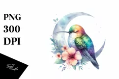 Watercolor Moon with Flowers Baby Macaw | Sublimation | Product Image 4