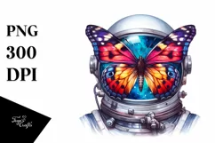 Colorful Butterfly with Astronaut Helmet | Sublimation | Product Image 1