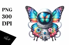 Colorful Butterfly with Astronaut Helmet | Sublimation | Product Image 1