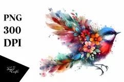 Abstract Watercolor Vibrant Bird Clipart Product Image 3
