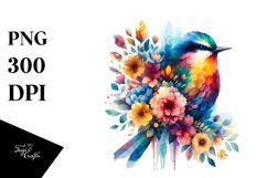 Abstract Watercolor Vibrant Bird Clipart Product Image 3