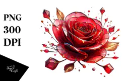 3D Red Rose with Golden Insertions, PNG Product Image 1