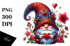 Detailed Valentines Gnome with Large Detailed Hat PNG Product Image 1