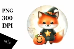 Cute Halloween Baby Fox on Star PNG Product Image 1