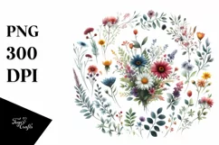Colorful Frame Watercolor Flowers | Clipart Product Image 1