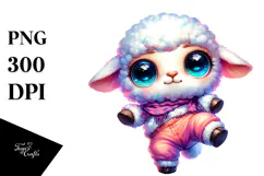 Crazy Cute Baby Lamb Dancing Awkwardly, PNG Product Image 1
