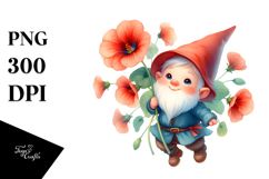 Floating Gnome with Nasturtium PNG Product Image 1