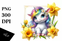 Baby Unicorn Daffodil | Sublimation | Clipart Product Image 1